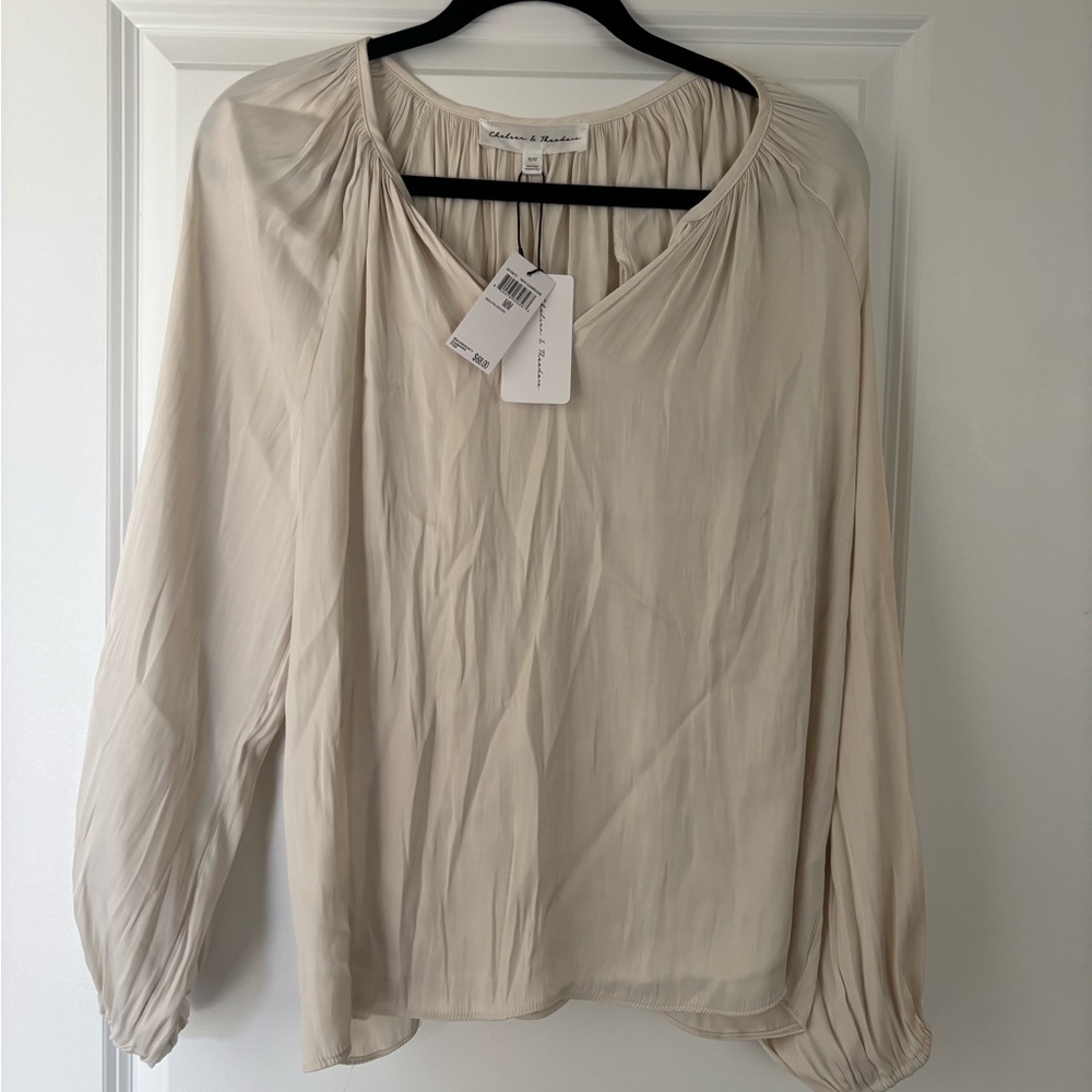 Chelsea & Theodore Cream Relaxed 3/4 Sleeve Blouse